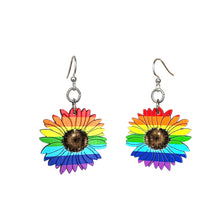 Load image into Gallery viewer, Rainbow Sunflower Earrings #1769