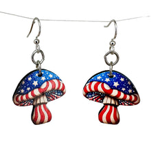Load image into Gallery viewer, Stars and Stripes Mushroom Earrings #1813