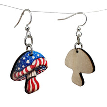 Load image into Gallery viewer, Stars and Stripes Mushroom Earrings #1813