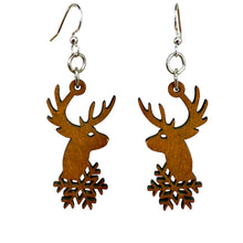 Load image into Gallery viewer, Reindeer Snowflake Earrings #1829