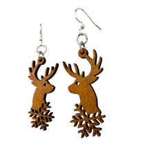 Load image into Gallery viewer, Reindeer Snowflake Earrings #1829