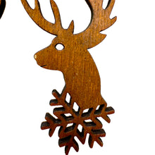 Load image into Gallery viewer, Reindeer Snowflake Earrings #1829