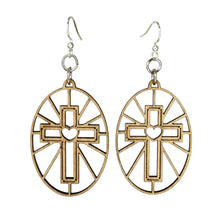 Load image into Gallery viewer, Sacred Heart Cross Earrings #1835