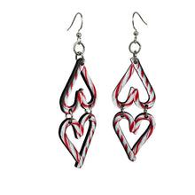 Load image into Gallery viewer, Candy Cane Heart Earrings