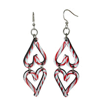 Load image into Gallery viewer, Candy Cane Heart Earrings