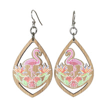 Load image into Gallery viewer, Tropicana Flamingo Bamboo Earrings #906