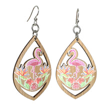 Load image into Gallery viewer, Tropicana Flamingo Bamboo Earrings #906