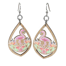 Load image into Gallery viewer, Tropicana Flamingo Bamboo Earrings #906