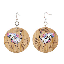 Load image into Gallery viewer, Flowering Crane Bamboo Earrings #954