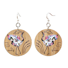 Load image into Gallery viewer, Flowering Crane Bamboo Earrings #954