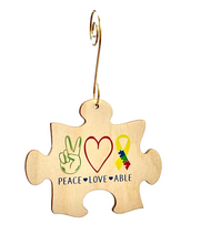 Load image into Gallery viewer, Peace, Love, Able Ornament #9869