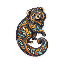 Load image into Gallery viewer, Binturong folk art ornament O410 on white, laser-cut maple wood, made in USA
