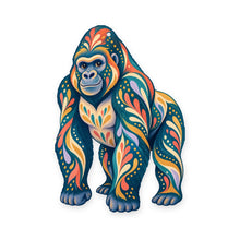 Load image into Gallery viewer, Western Lowland Gorilla folk art ornament O415 on white, laser-cut maple wood, made in USA