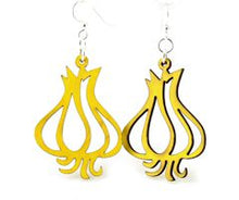 Load image into Gallery viewer, Garlic clove wood earrings — garlic cloves in laser-cut wood, made in USA