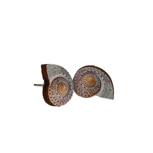 Load image into Gallery viewer, Conch shell stud earrings with spiral detail, eco-friendly jewelry made in USA