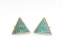 Load image into Gallery viewer, Hippy triangle geometric stud earrings, eco-friendly jewelry made in USA