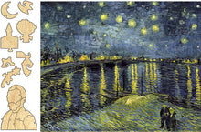 Load image into Gallery viewer, Whimsical Starry Night Over the Rhone Puzzle