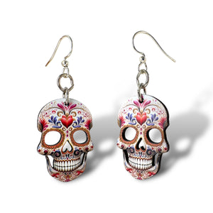 Sugar Skull Heart Earrings #1791