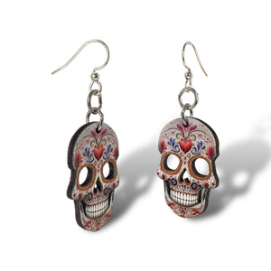 Sugar Skull Heart Earrings #1791