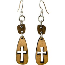 Load image into Gallery viewer, Heritage Wooden Cross Earrings #1830
