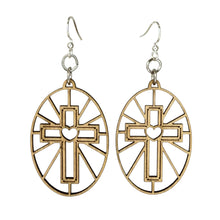 Load image into Gallery viewer, Sacred Heart Cross Earrings #1835
