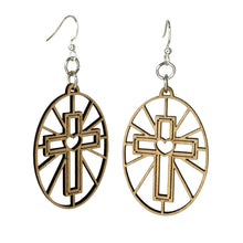 Load image into Gallery viewer, Sacred Heart Cross Earrings #1835
