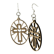 Load image into Gallery viewer, Sacred Heart Cross Earrings #1835
