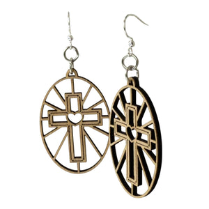 Sacred Heart Cross Earrings #1835