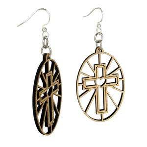 Sacred Heart Cross Earrings #1835