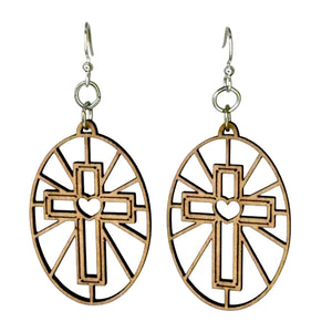 Sacred Heart Cross Earrings #1835