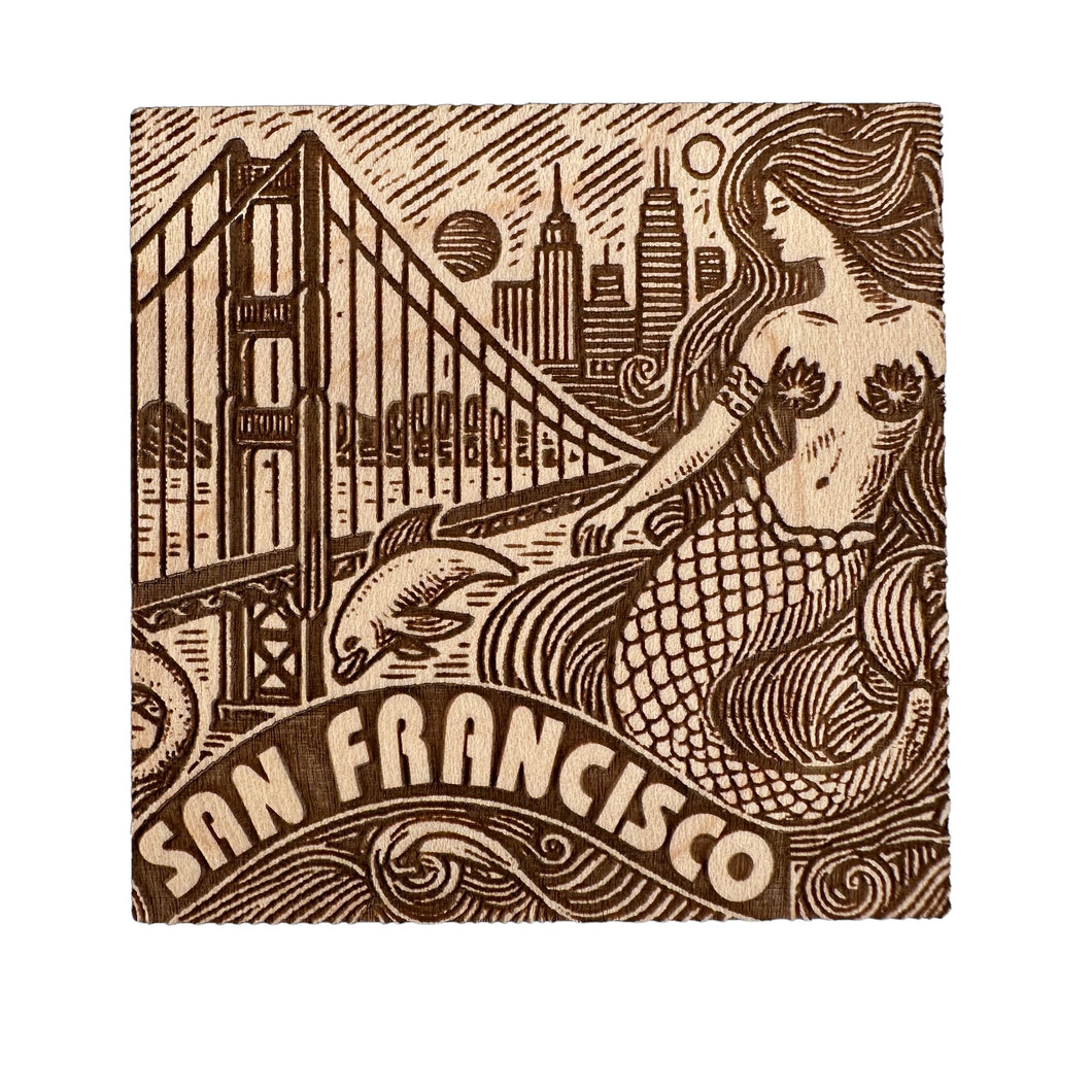 San Francisco Mermaid American Maple Magnet #MM508