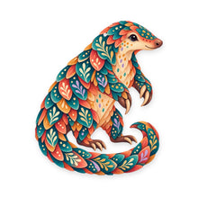 Load image into Gallery viewer, Ground Pangolin folk art ornament O407 on white, laser-cut maple wood, made in USA
