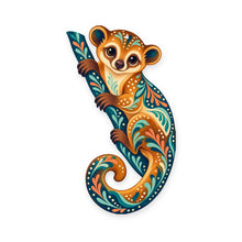 Load image into Gallery viewer, Kinkajou folk art ornament O409 on white, laser-cut maple wood, made in USA
