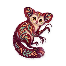 Load image into Gallery viewer, Aye-Aye folk art ornament O414 on white, laser-cut maple wood, made in USA
