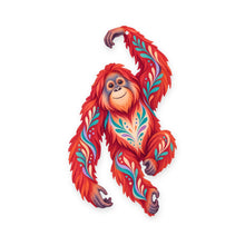 Load image into Gallery viewer, Orangutan folk art ornament O416 on white, laser-cut maple wood, made in USA
