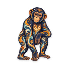 Load image into Gallery viewer, Bonobo folk art ornament O418 on white, laser-cut maple wood, made in USA
