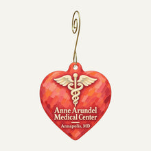Load image into Gallery viewer, Anne Arundel Medical Center Logo custom wood ornament OC1019 hanging on hook
