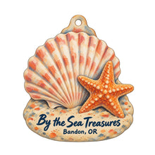 Load image into Gallery viewer, By the Sea Treasures Logo custom wood ornament OC1037 on white
