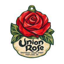 Load image into Gallery viewer, Union Rose Logo custom wood ornament OC1052 on white
