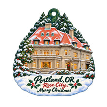 Load image into Gallery viewer, Union Rose Christmas custom wood ornament OC1053 on white
