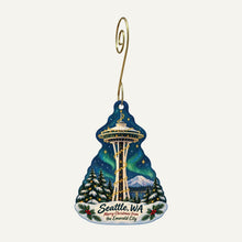 Load image into Gallery viewer, Museum of History &amp; Industry Christmas custom wood ornament OC1059 hanging on hook
