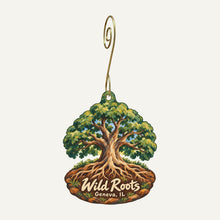 Load image into Gallery viewer, Wild Roots Geneva Logo custom wood ornament OC1067 hanging on hook
