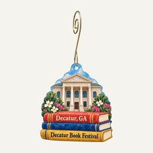 Load image into Gallery viewer, Kudzu Antiques + Modern Town Icon custom wood ornament OC1078 hanging on hook
