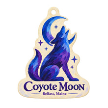 Load image into Gallery viewer, Coyote Moon Logo custom wood ornament OC1079 on white
