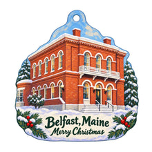 Load image into Gallery viewer, Coyote Moon Christmas custom wood ornament OC1080 on white
