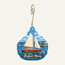 Load image into Gallery viewer, Coyote Moon Town Icon custom wood ornament OC1081 hanging on hook
