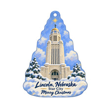 Load image into Gallery viewer, Oak Creek Plants &amp; Flowers Christmas custom wood ornament OC1095 on white
