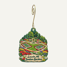 Load image into Gallery viewer, Oak Creek Plants &amp; Flowers Town Icon custom wood ornament OC1096 hanging on hook
