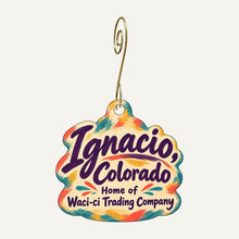 Load image into Gallery viewer, Waci-ci Trading Company Town Icon custom wood ornament OC1486 hanging on hook
