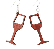 Load image into Gallery viewer, Wine glass wood earrings — wine glass in laser-cut wood, made in USA
